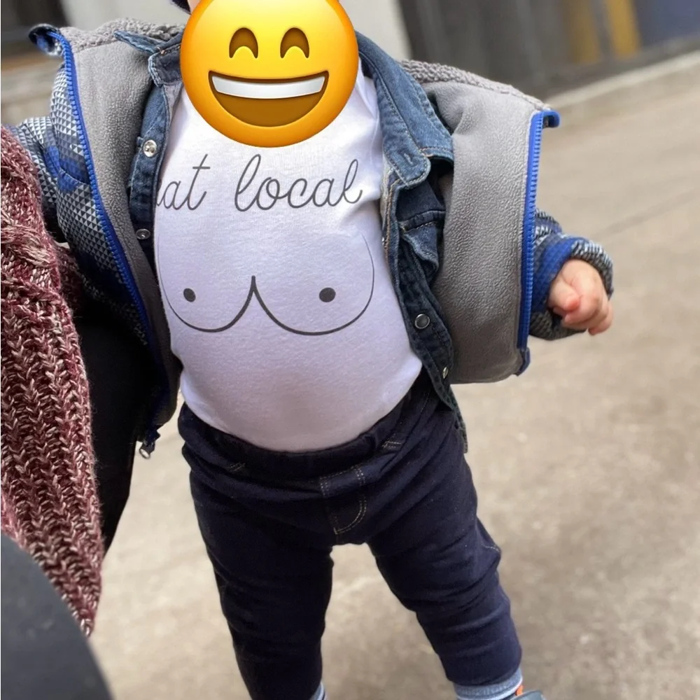 Gerber Funny Baby Onesie “Eat Local” Graphic Bodysuit 12-18M